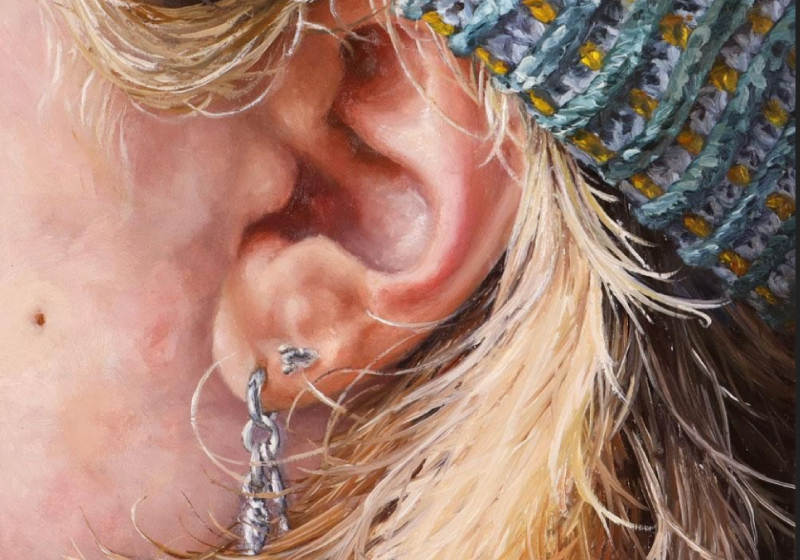 Detailed painting of girls ear